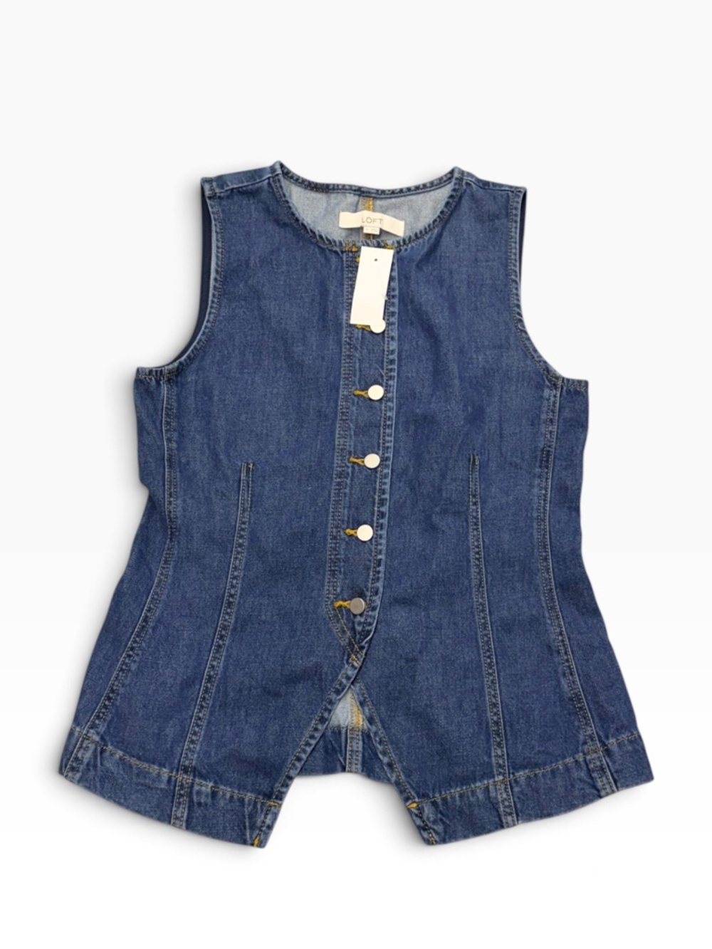 LOFT by Ann Taylor Denim Western Blue Jean Vest Women's Size XS New with tag